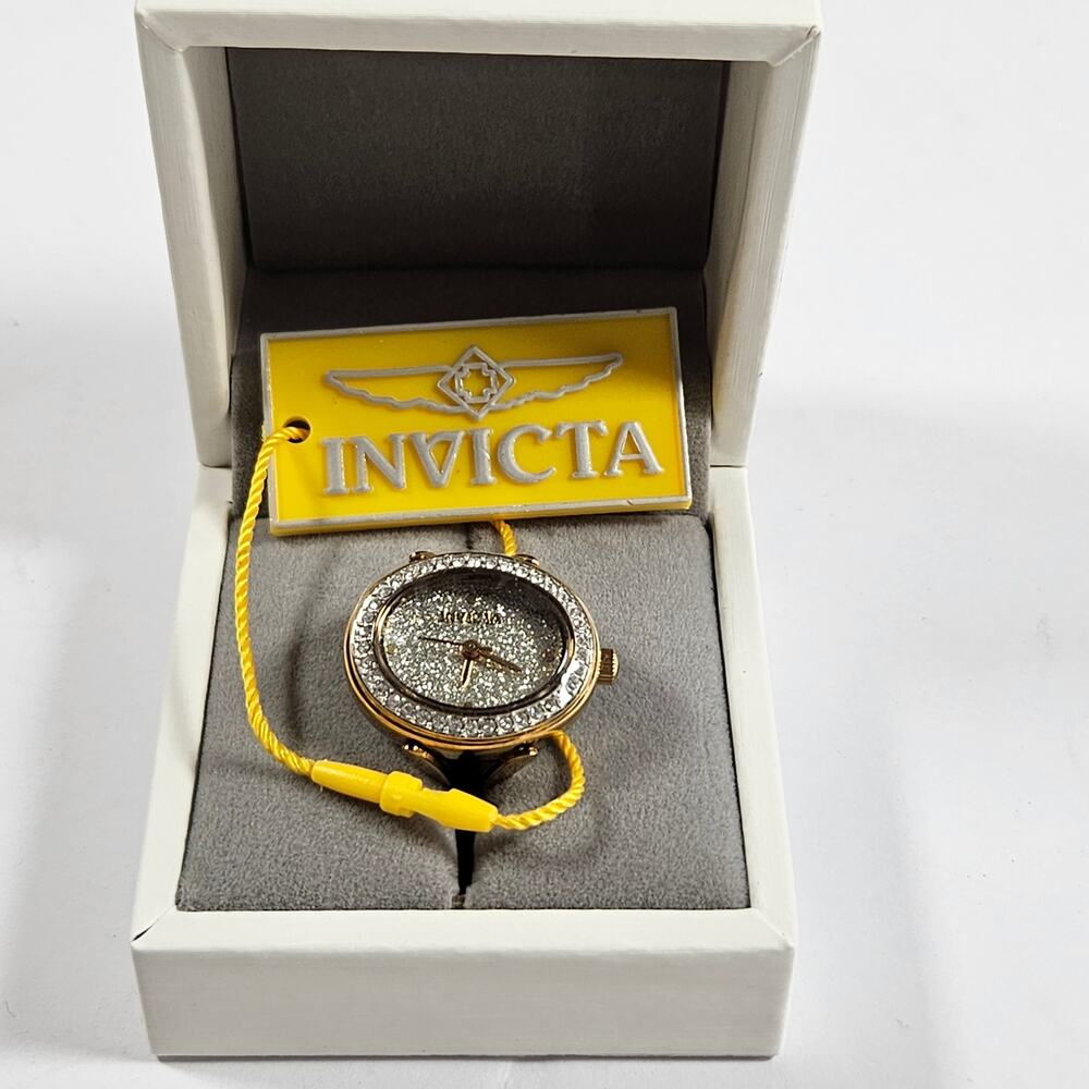 Invicta Angel 49599 Ring Watch‎ Womens Size 7 Gold Tone Crystal NIB